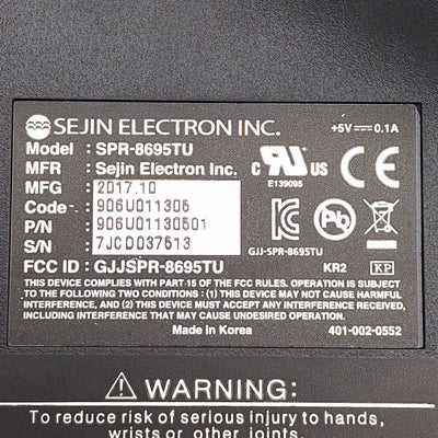 Used Sejin SPR-8695TU Compact Trackball Mini Keyboard, 86 Key, USB, English/Korean