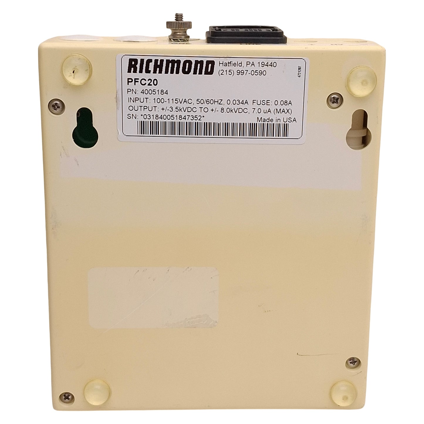 Used Richmond PFC20 PulseFlow Controller, 100-115VAC Input, ±3.5k-8.0kVDC Output