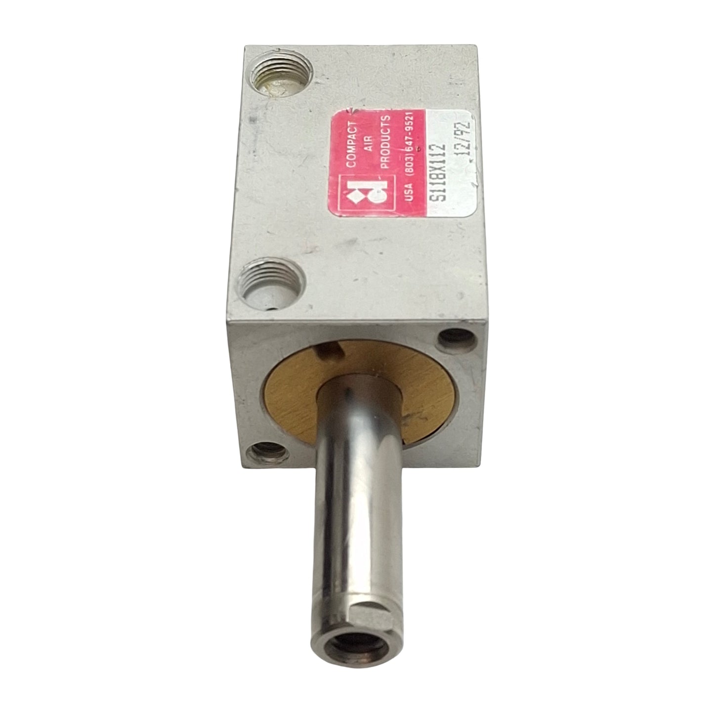 Used Compact S118X112 Pneumatic Cylinder, ø1-1/8in Bore, 1-1/2in Stroke, 1/8in NPT