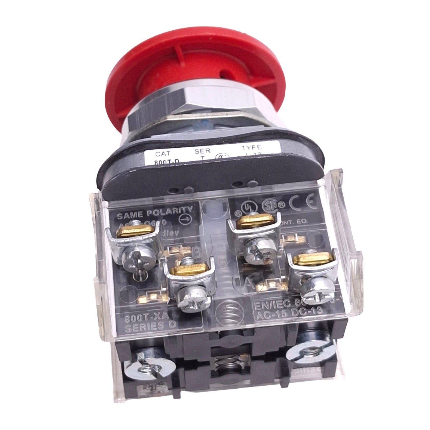 Used Allen Bradley 800T-D6B Push Button Switch, 30mm, 2NC 2NO, 600VAC 10A Max