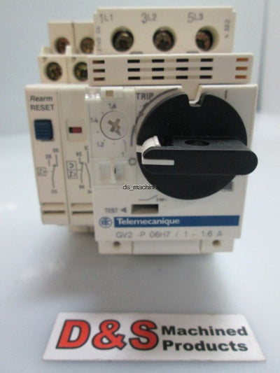 Used Telemecanique GV2P06H7 Motor Starter Breaker 1-1.6A, W/ GVAM11 Manual Controller
