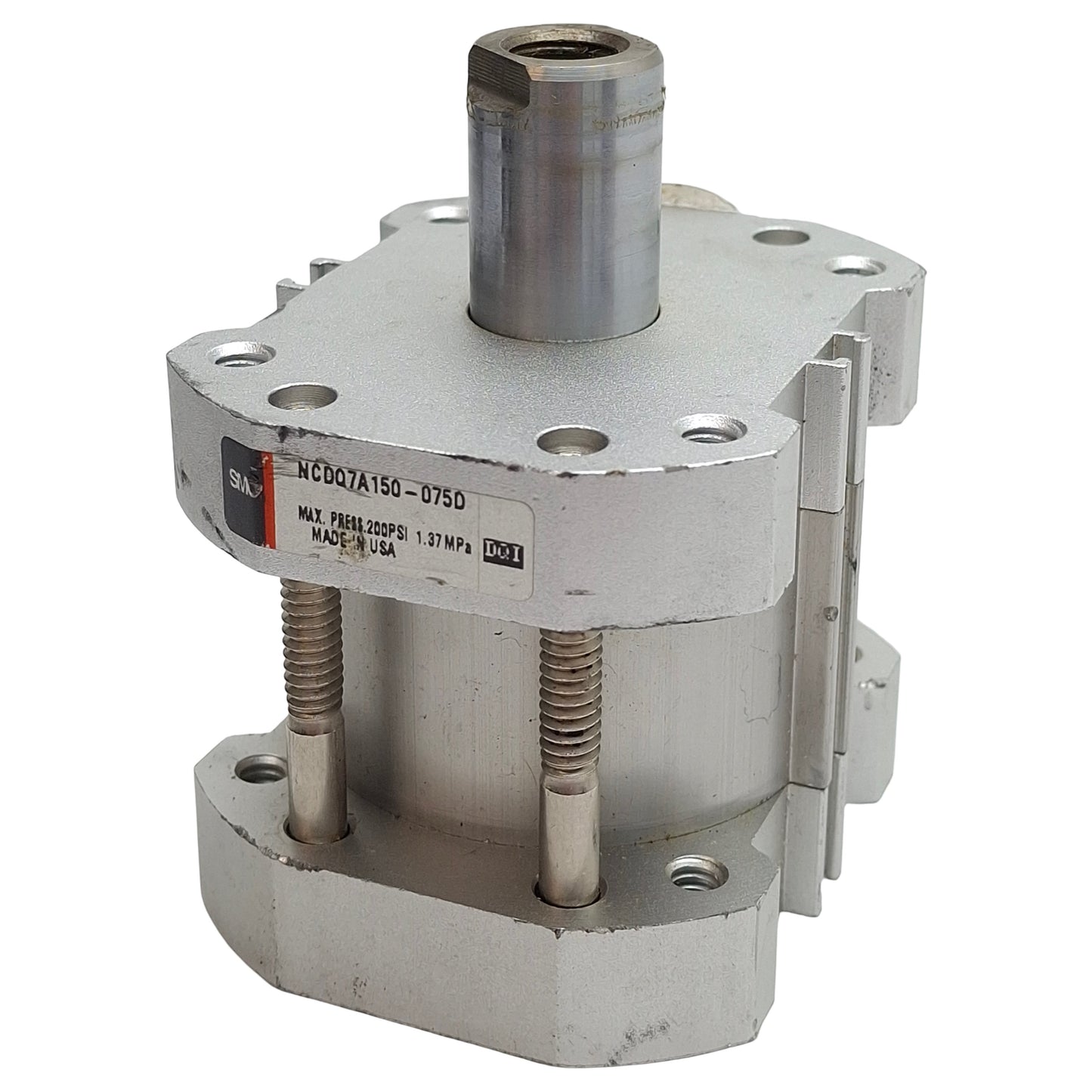Used SMC NCDQ7A150-075D Compact Cylinder, ø1-1/2" Bore, 3/4" Stroke, 1/8in NPT 200psi