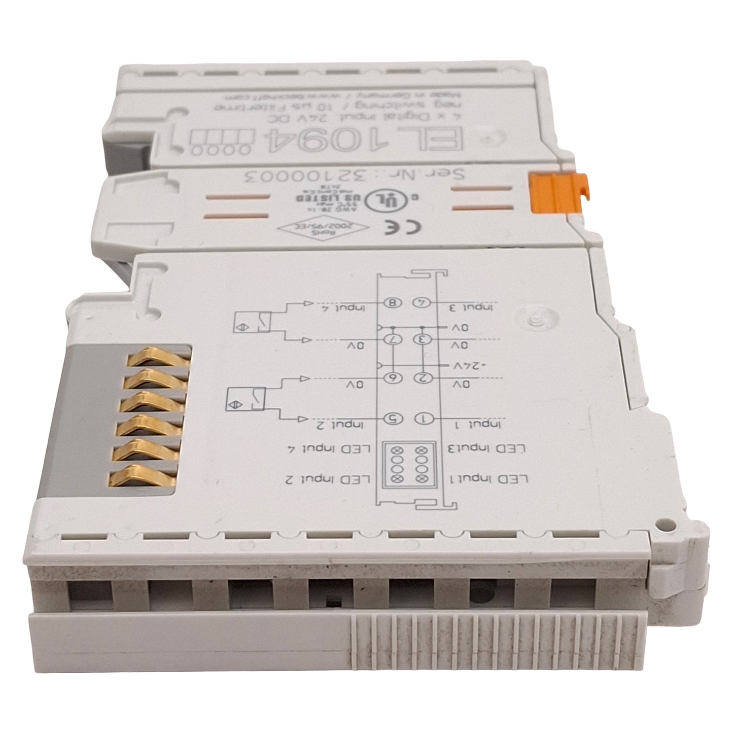 Used Beckhoff EL1094 EtherCAT Terminal, 4-Channel Digital Input, 10µs Filter, 24VDC