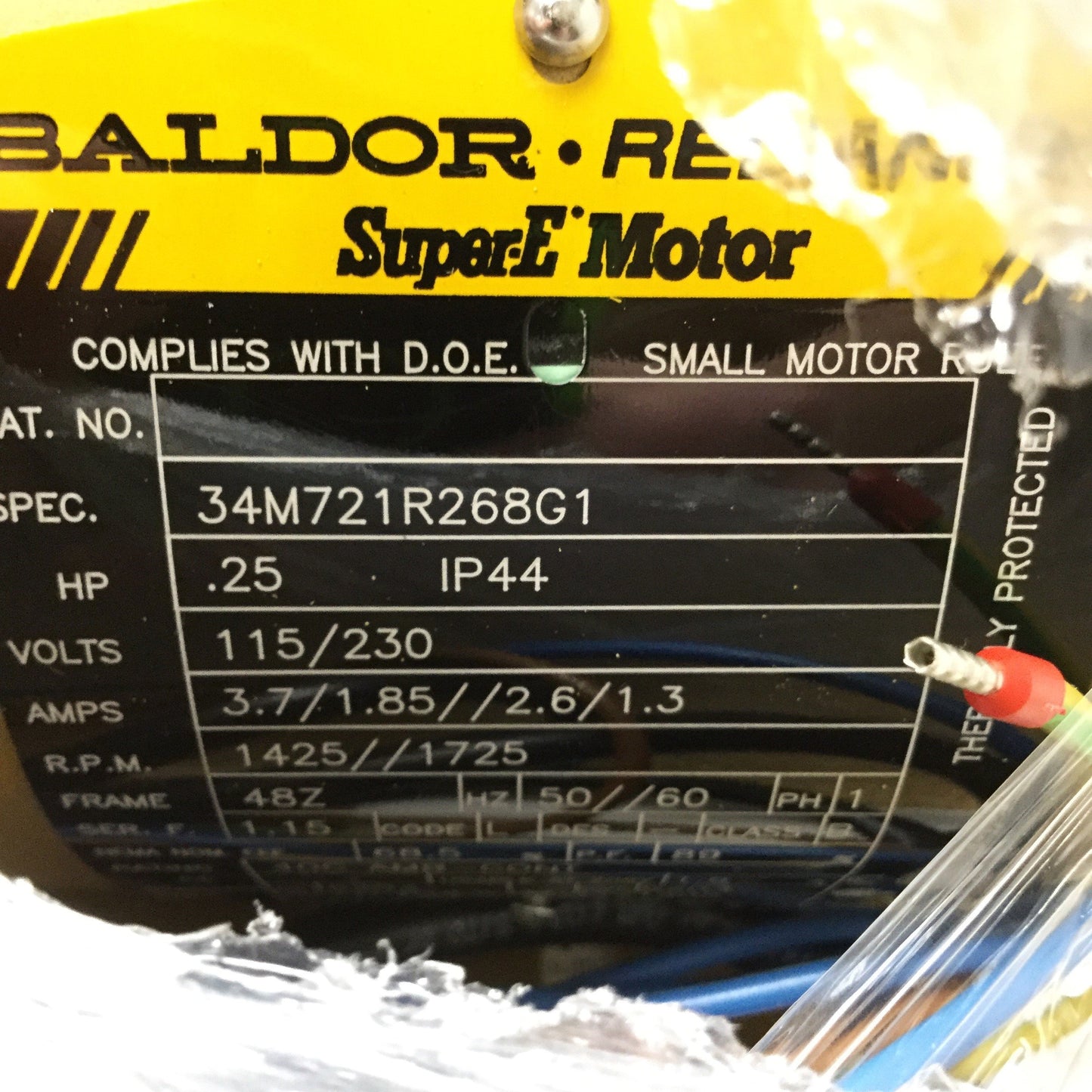 New Baldor 34M721R268G1 Super-E Industrial Motor 115/230VAC 1/4HP 1725RPM, 48Z Frame