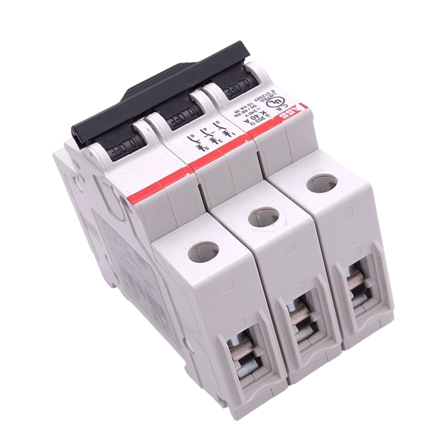 New ABB S203U-K40A Circuit Breaker, 3-Pole 40A, 240VAC Max, DIN Rail Mount