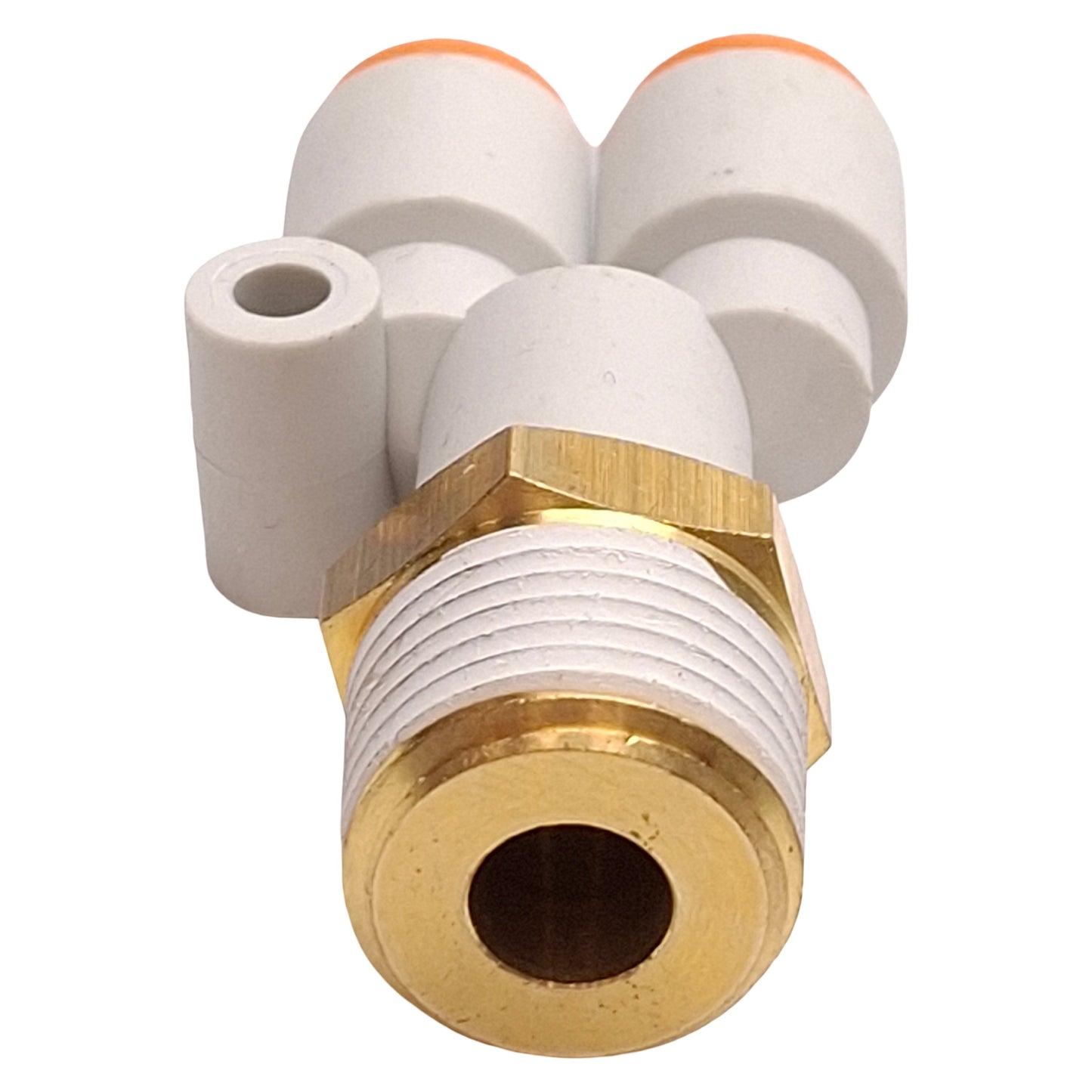 New – Open box Lot of 10 SMC KQ2U07-36S Branch Y Fitting, -0.1~1.0MPa, ø1/4in One-Touch, 3/8NPT