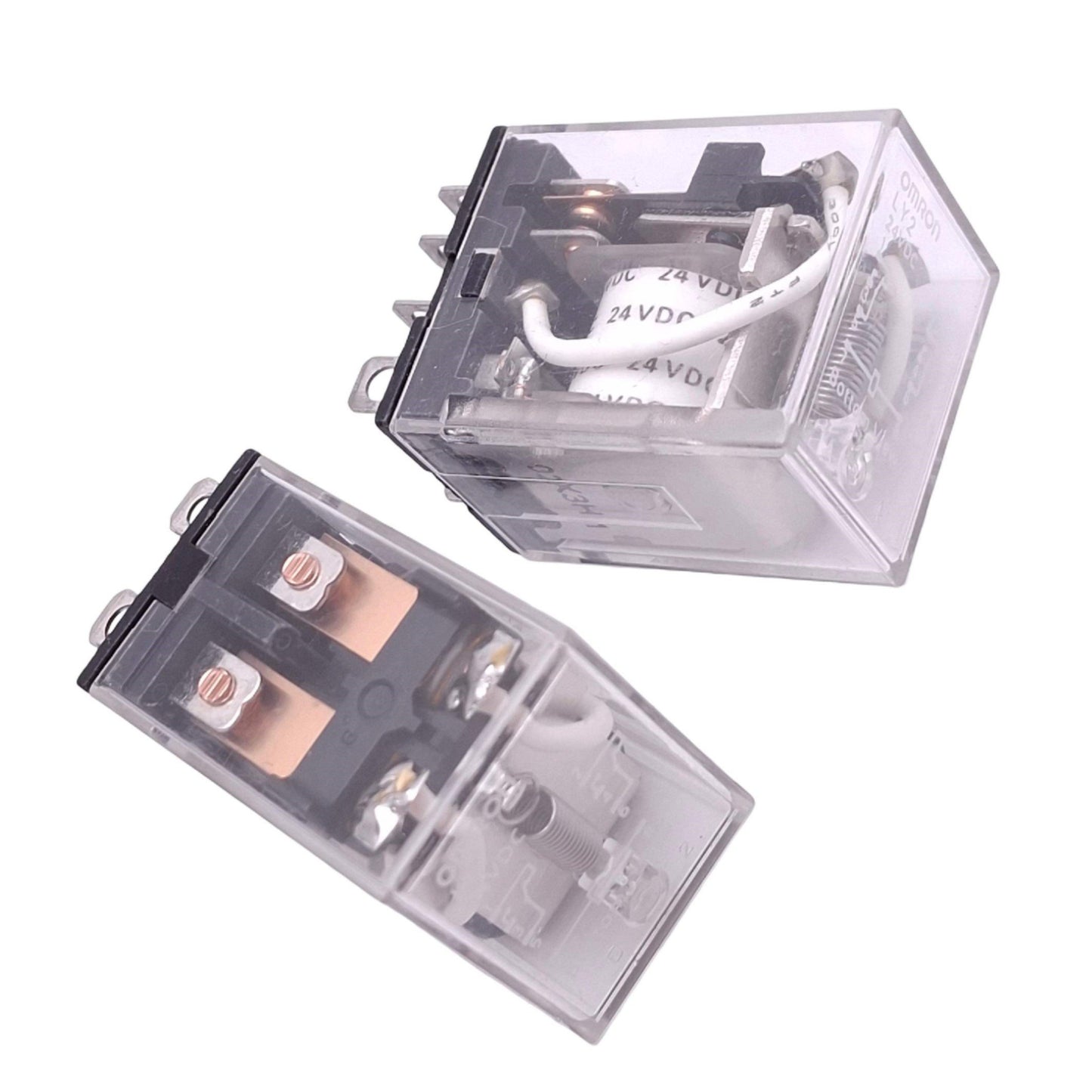 Used Lot of 2 Omron LY2 DC24 Ice Cube Relays, DPDT, 8-Pin, 10A Max, 24VDC Coil