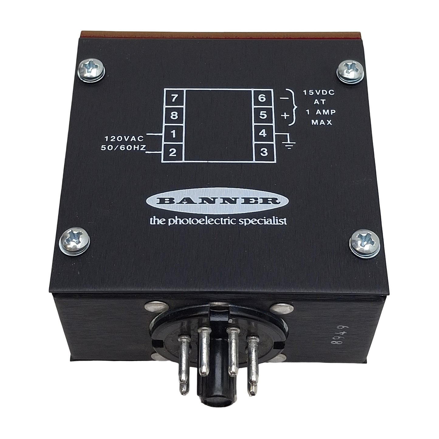 New Banner PS120-15 Power Supply, 105-130VAC In, 1A 15VDC Out, 8-Pin Octal