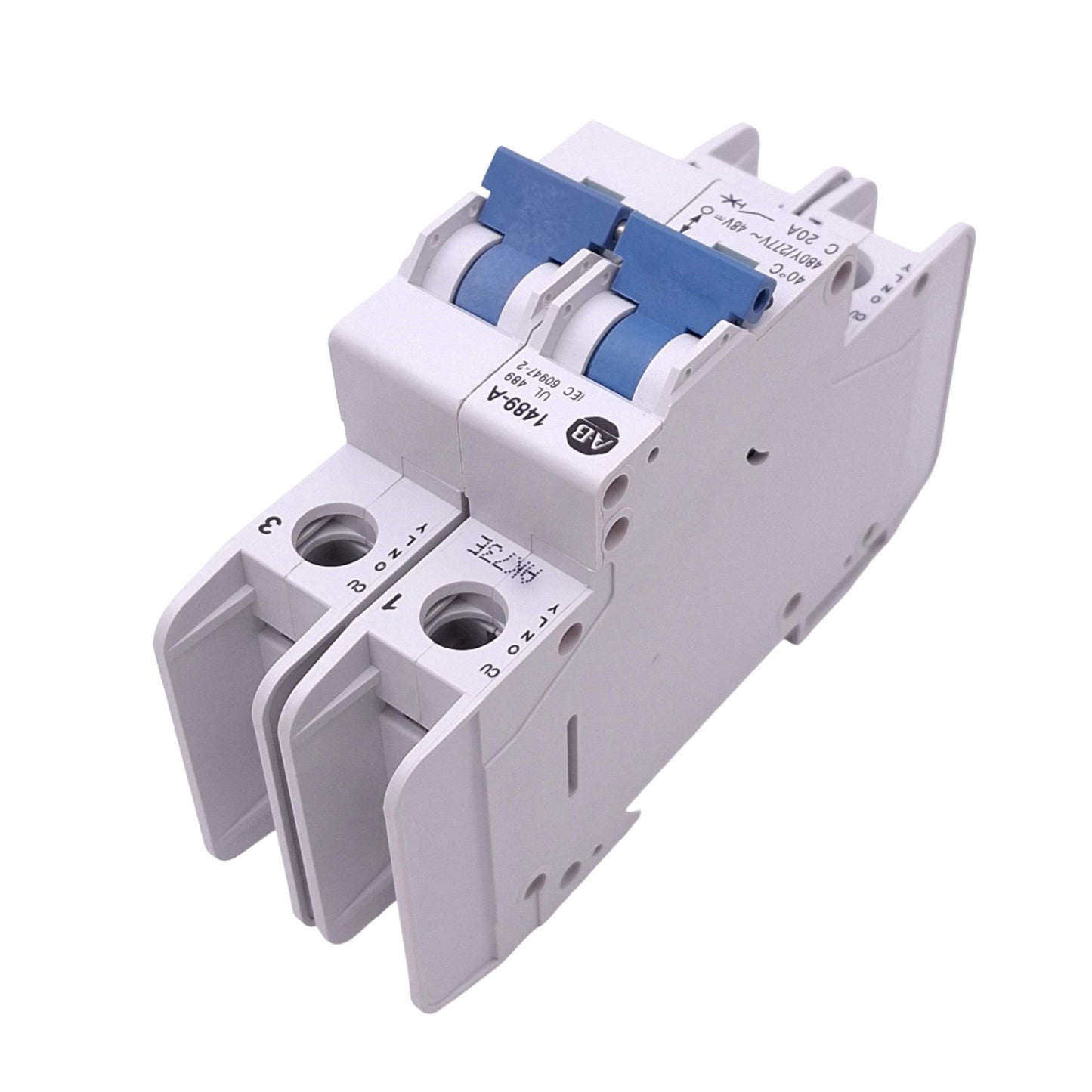 New Allen Bradley 1489-A2C200 Circuit Breaker, 2-Pole, 20A, 480Y/277VAC 48VDC Max