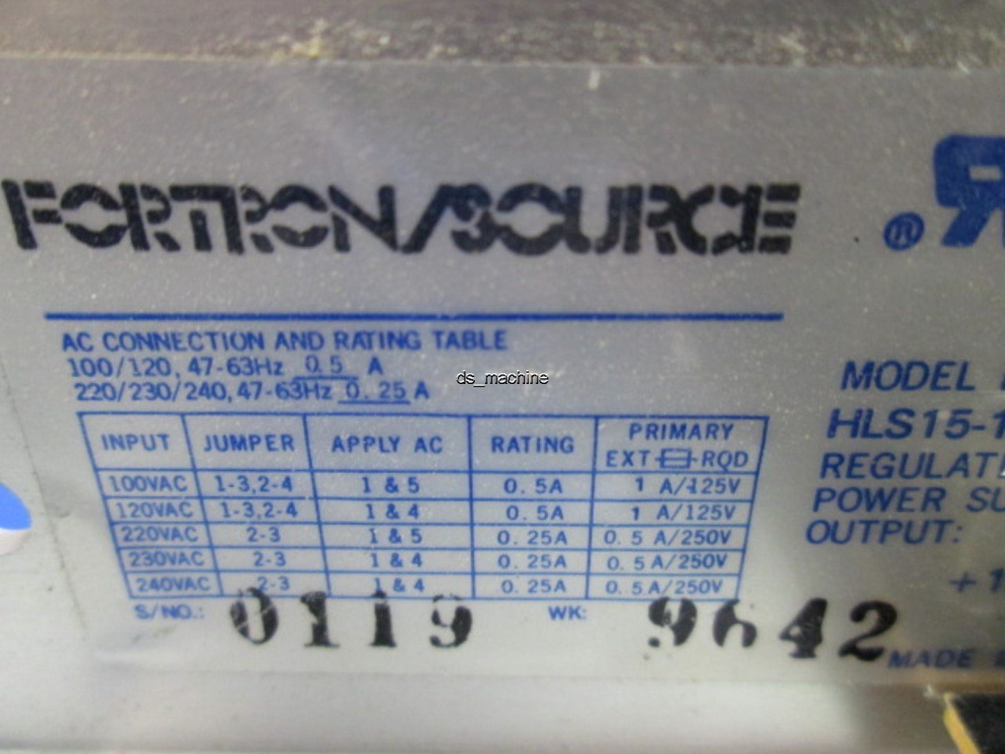 Used Fortron/Source HLS 15-1.5 Regulated Power Supply +15VDC @ 1.5A