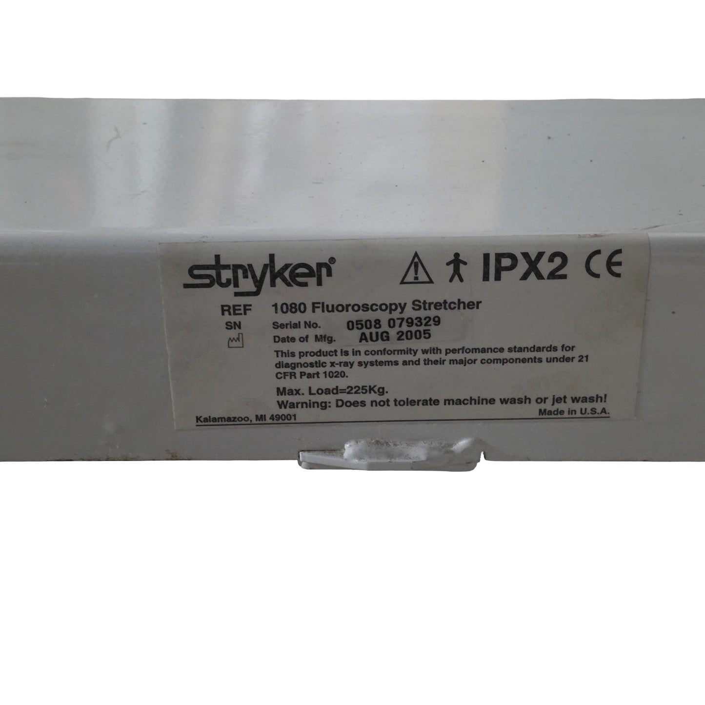 Used Stryker 1080 Fluoroscopy Stretcher 87" Long, 30.5" Wide, 500lbs Capacity