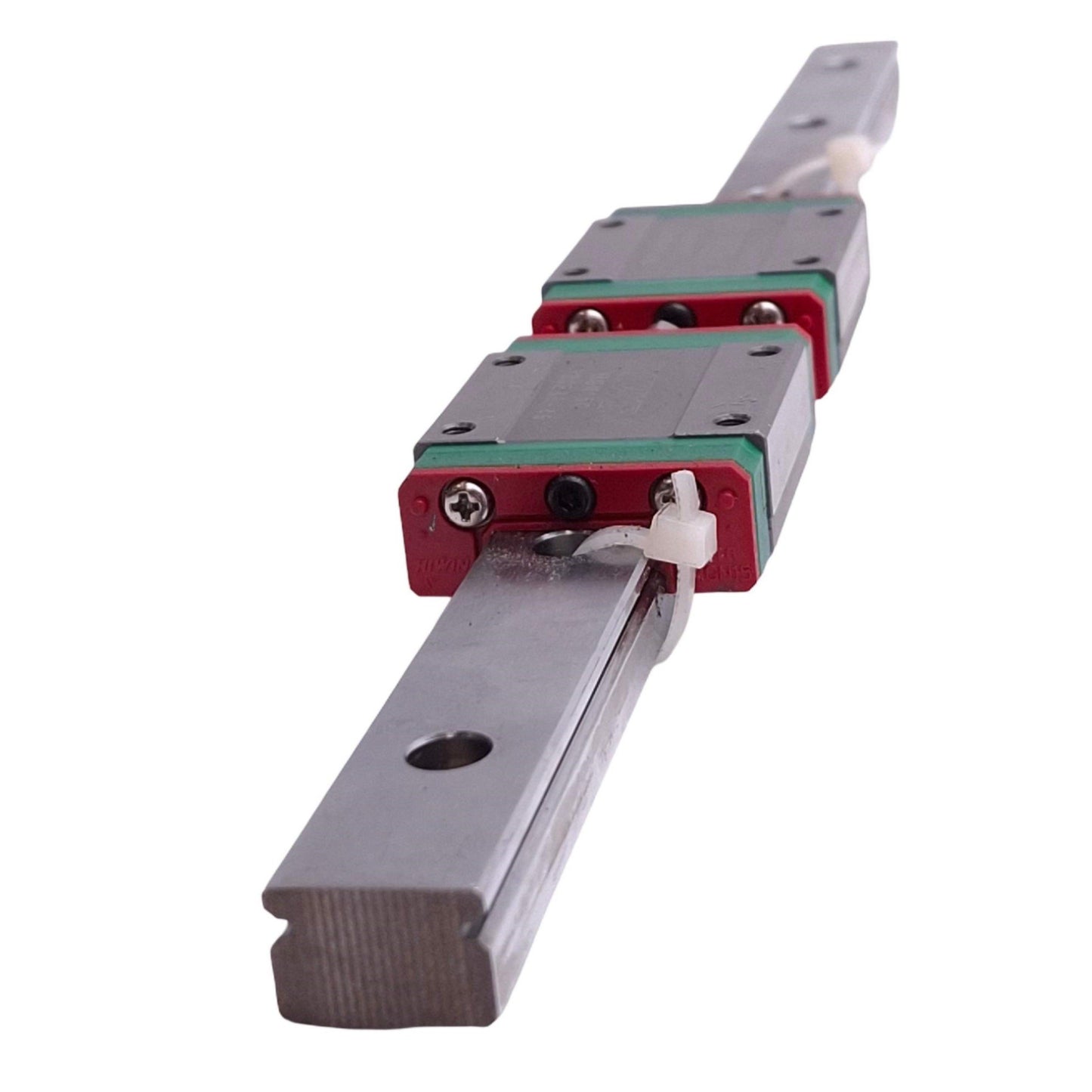 Used Hiwin MGN15C (2x) Miniature Linear Guideway Blocks w/ 15x280mm Rail, 5.59kN Max