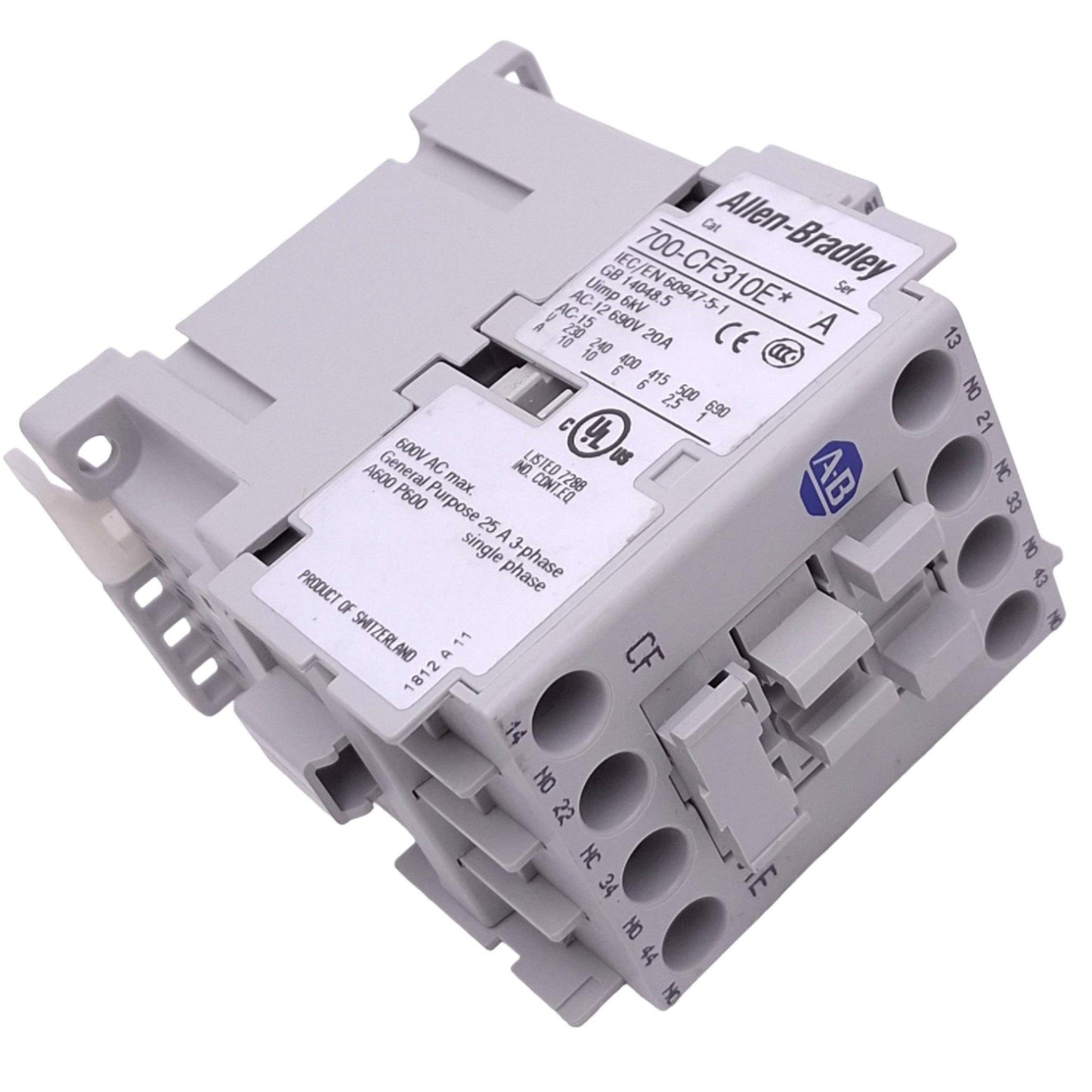 Used Allen Bradley 700-CF310EJ Contactor, 3NO 1NC, 690VAC 10A Max, 24VDC Coil