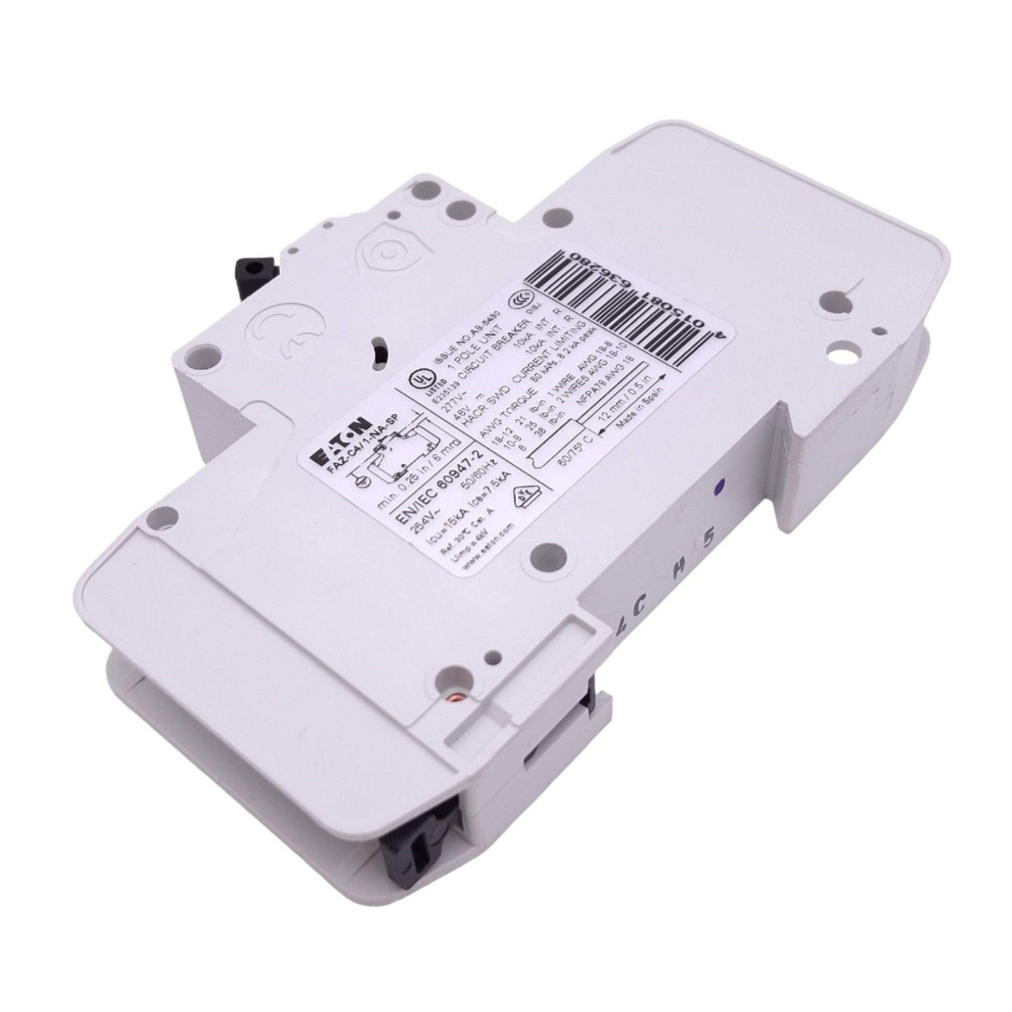 Used Eaton FAZ-C4/1-NA-SP Circuit Breaker, 1-Pole 4A, 277VAC 48VDC Max, DIN Rail