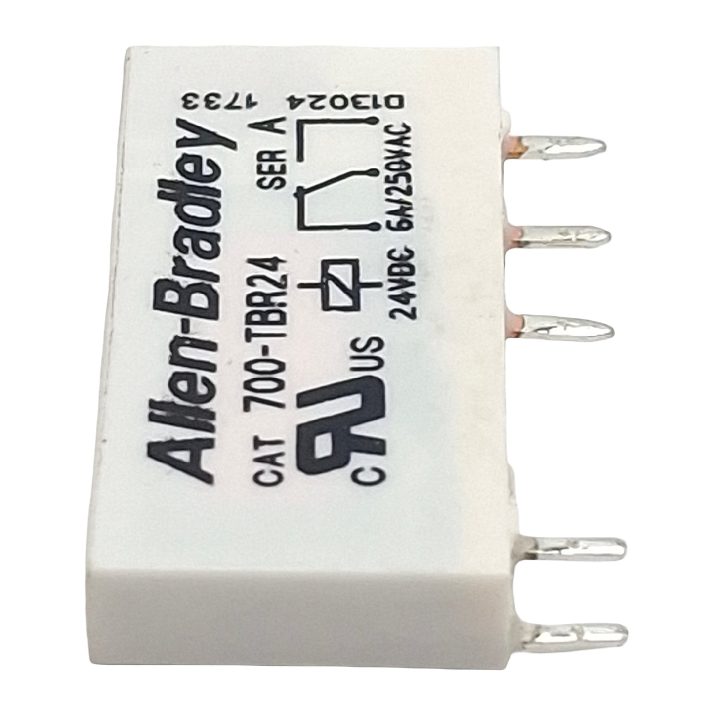 Used Lot of 6 Allen Bradley 700-TBR24 Power Relay, SPDT, 5-Pin, 6A 250VAC, 24VDC Coil