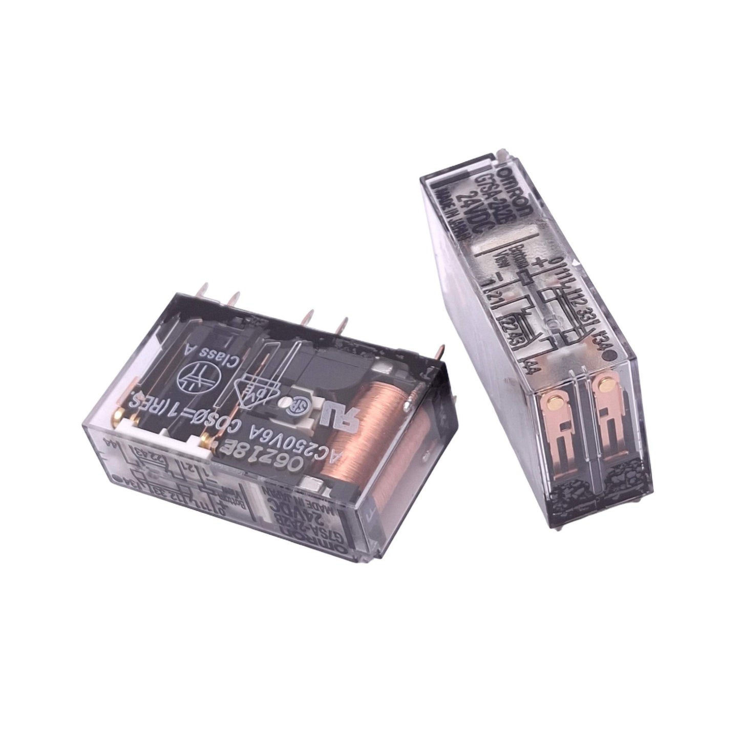 Used Lot of 2 Omron G7SA-2A2B DC24 Relays, 2NO 2NC, 7-Pin, 6A Max, 24VDC Coil