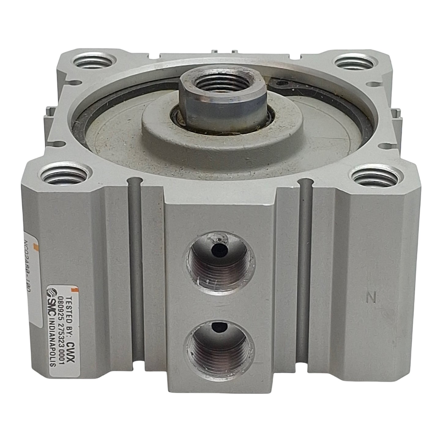 Used SMC NCQ2A80-10D Compact Cylinder, ø80mm Bore, 10mm Stroke, Rc3/8, 145psi