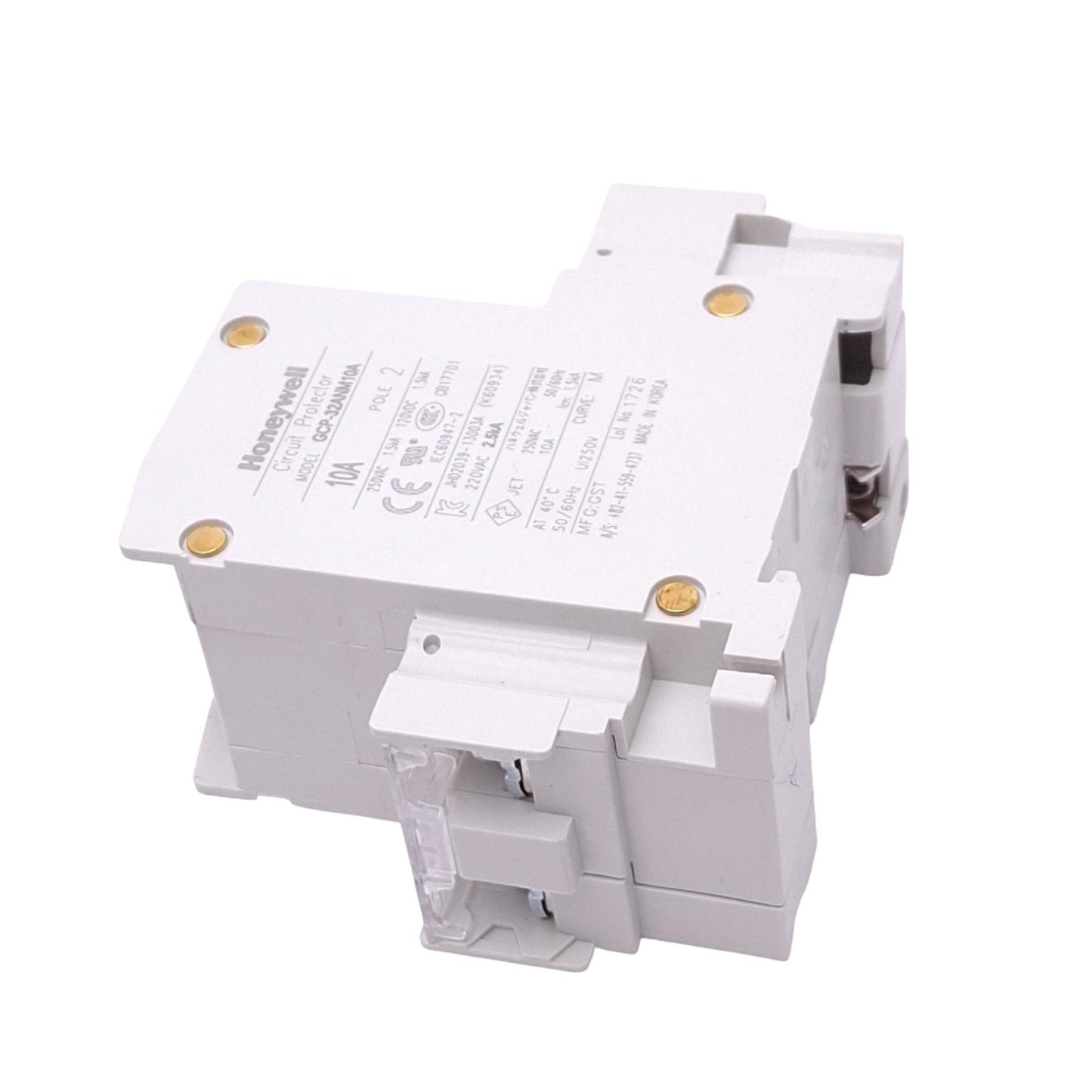 Used Honeywell GCP-32ANM10A Circuit Breaker, 2-Pole 10A, 250VAC 120VDC Max, DIN Rail