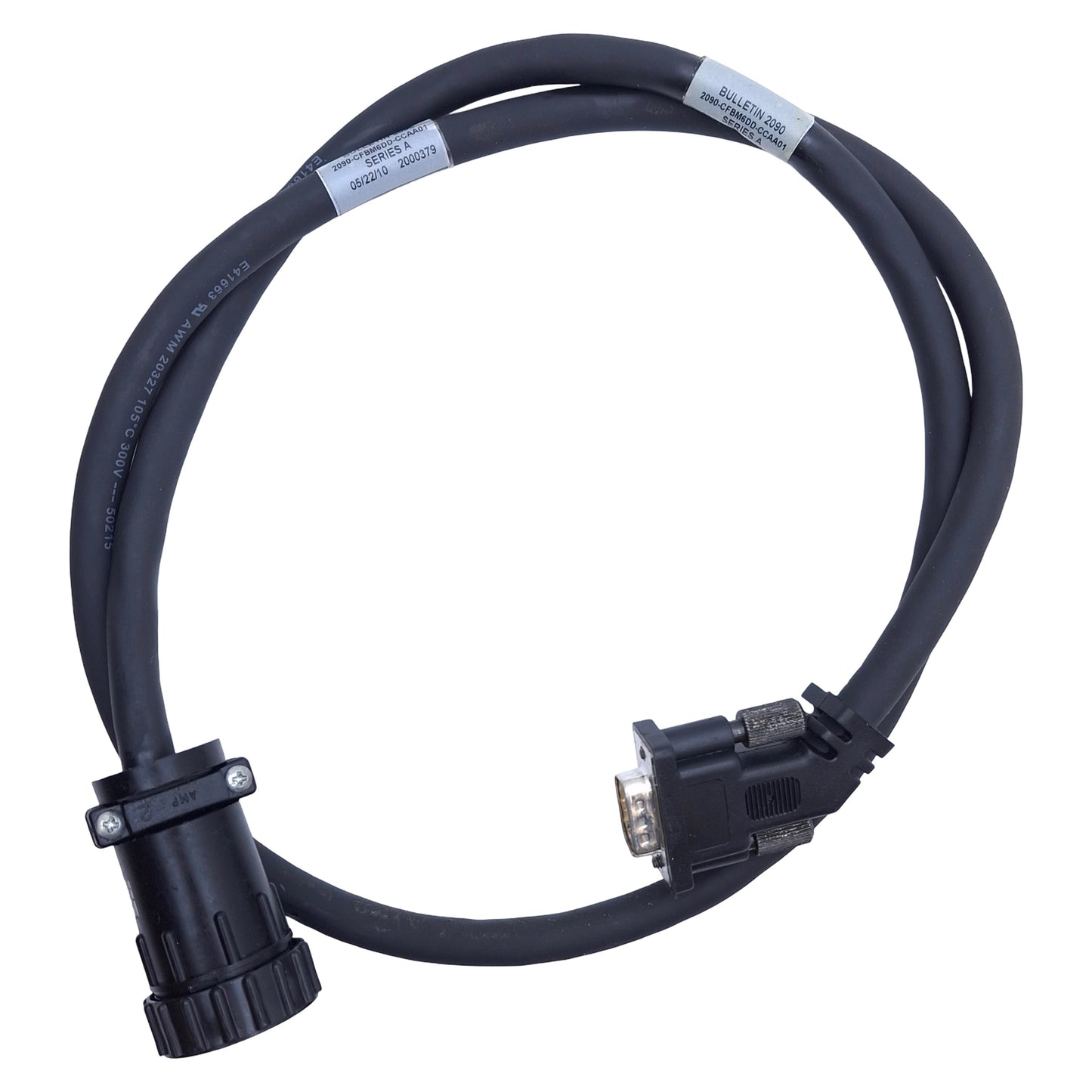 Used Allen Bradley 2090-CFBM6DD-CCAA01 Servo Motor Cable 15-pin D-Sub to M6 Connector