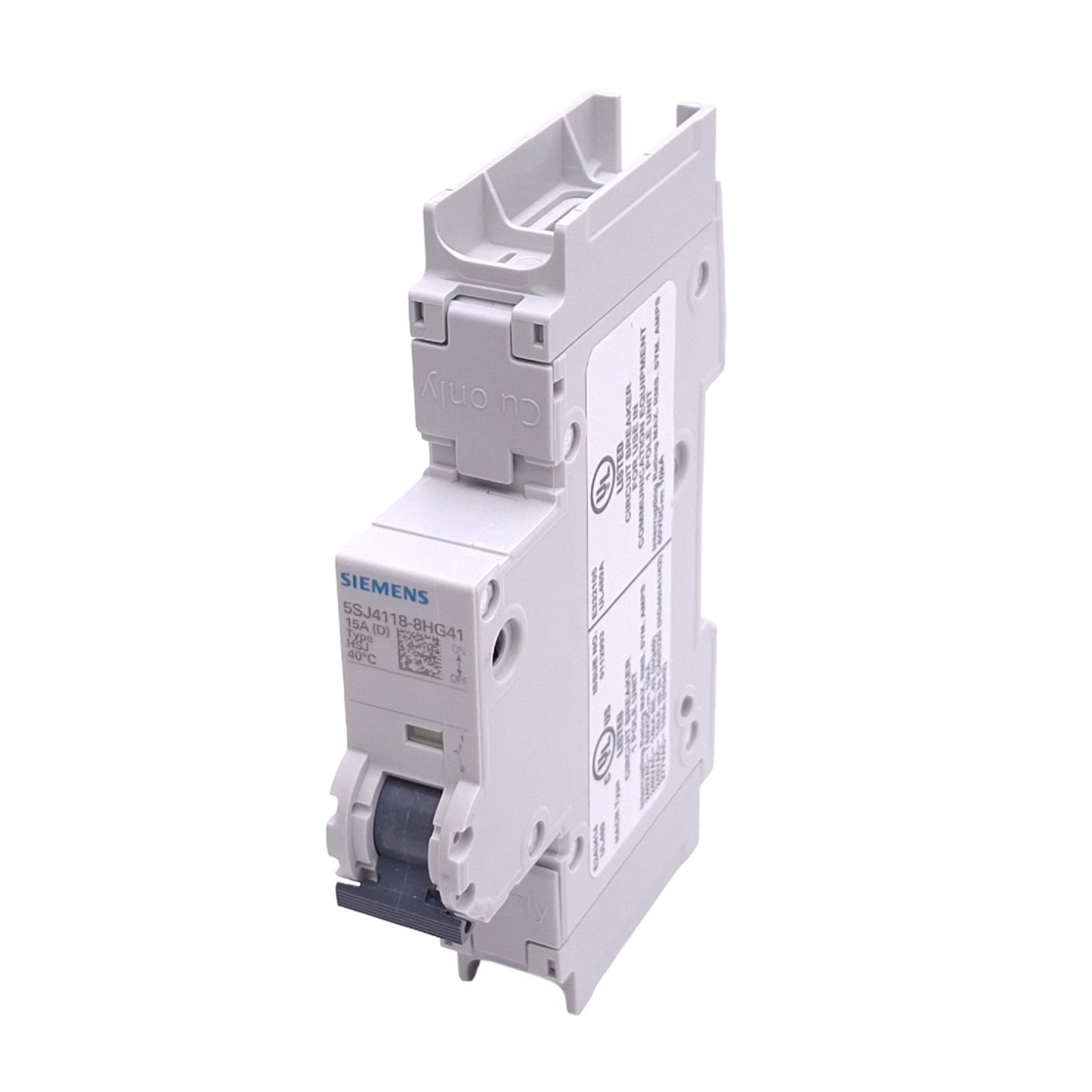 New Siemens 5SJ4118-8HG41 Circuit Breaker, 1-Pole 15A, 230VAC Max, DIN Rail