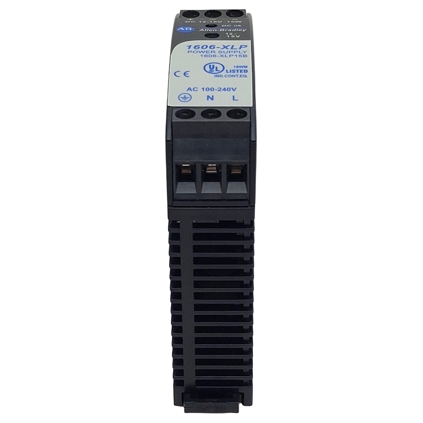 Used Allen Bradley 1606-XLP15B Power Supply, 240VAC/300VDC In, 1.3-1A 12-15VDC Out