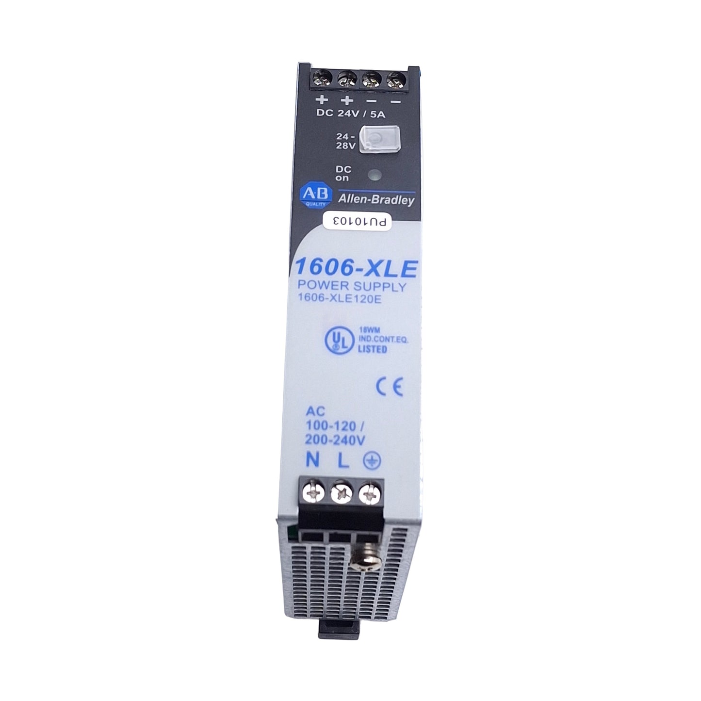 Used Allen Bradley 1606-XLE120E Power Supply, 120/240VAC Input, 24-28VDC 120W Output