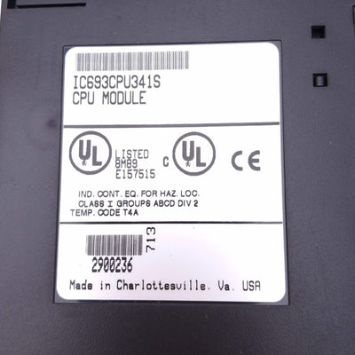 Used GE Fanuc IC693CPU341S CPU Module for 90-30 PLC, 20MHz 80C188XL, 80KB Memory