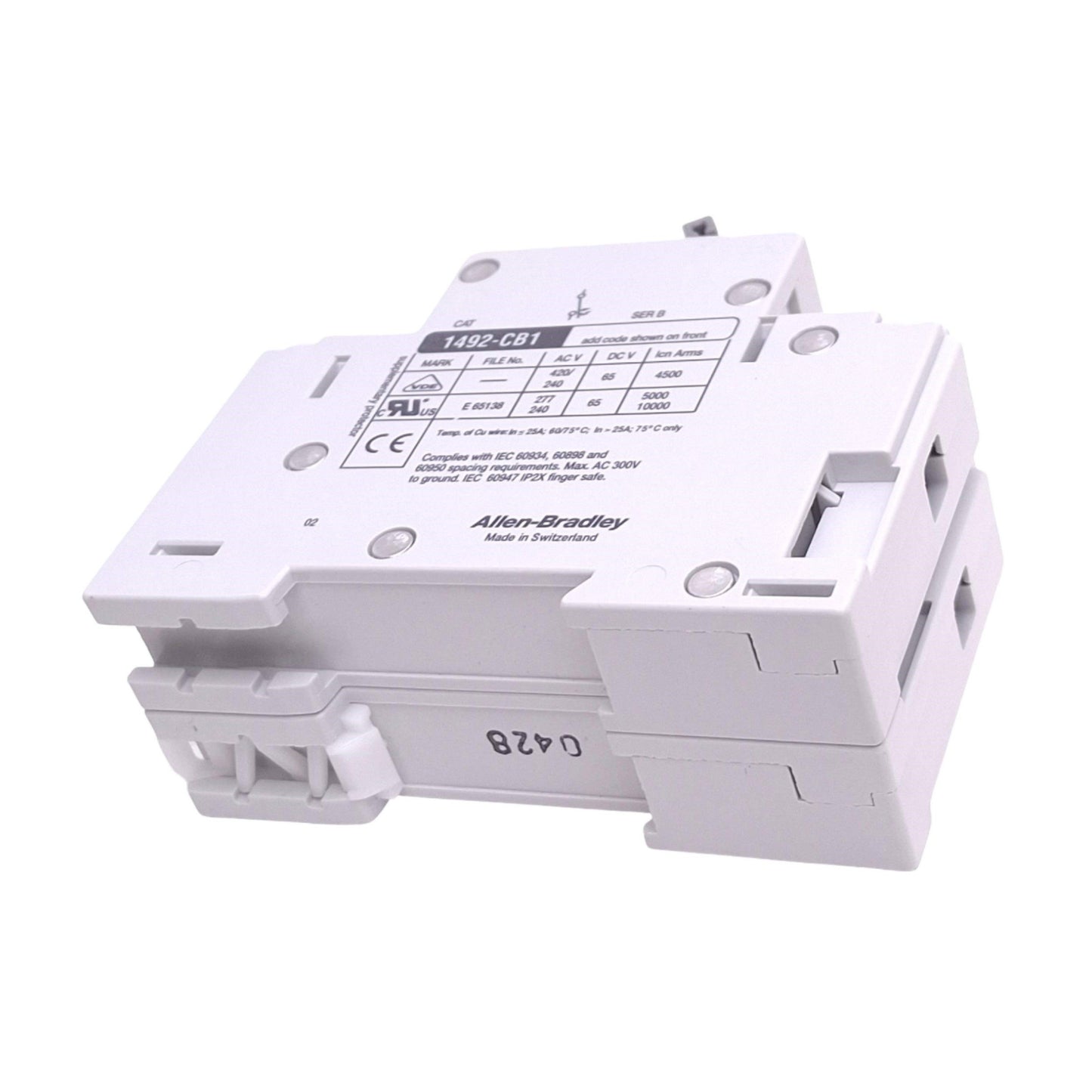 New Allen Bradley 1492-CB1F050N Circuit Breaker, 1+N Pole, 5A, 240VAC, DIN Rail