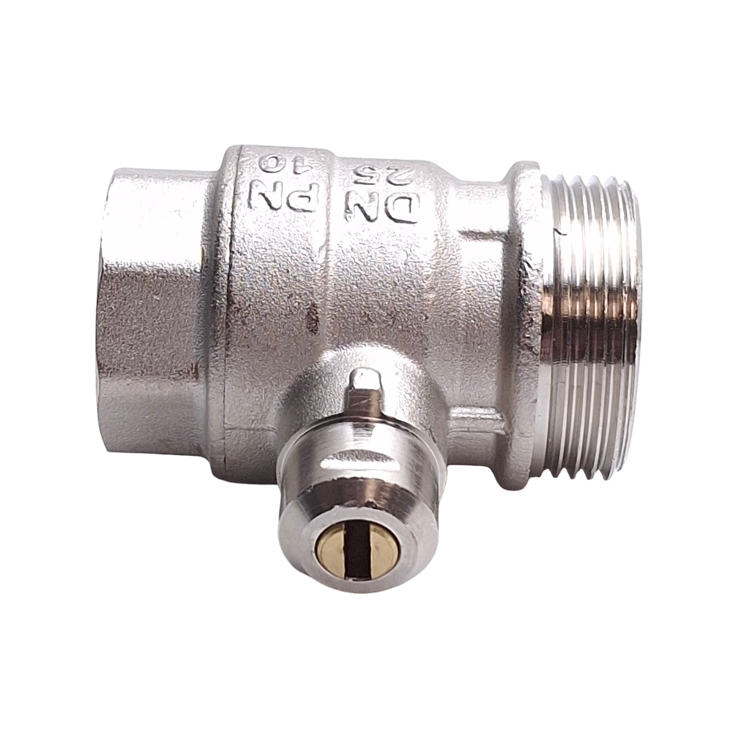 New – Open box Engolas Swift-O-Matic Ball Valve DN25, 1in BSP Male/Female, Nickel Plated Brass