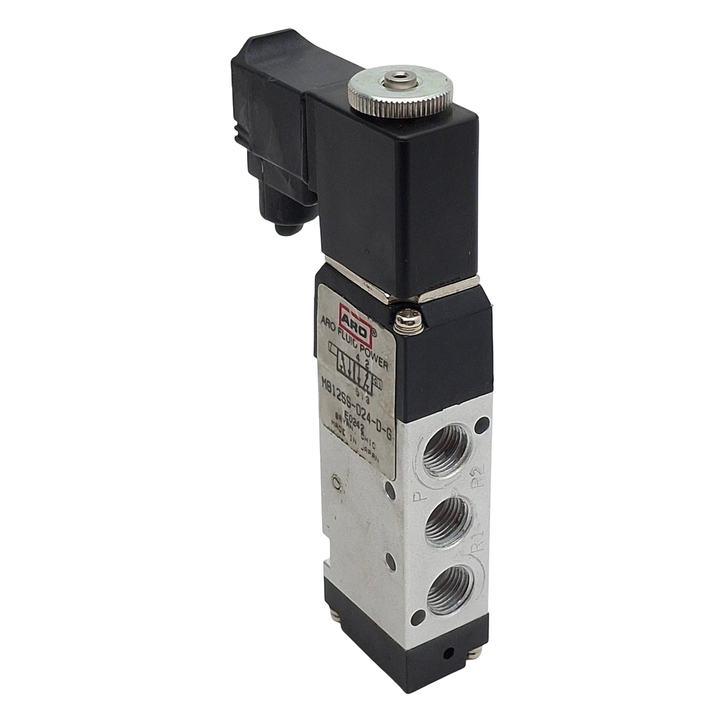 Used ARO Fluid M812SS-024-D-G Solenoid Valve, 2-Position, 1/8in NPTF, 24VDC Coil