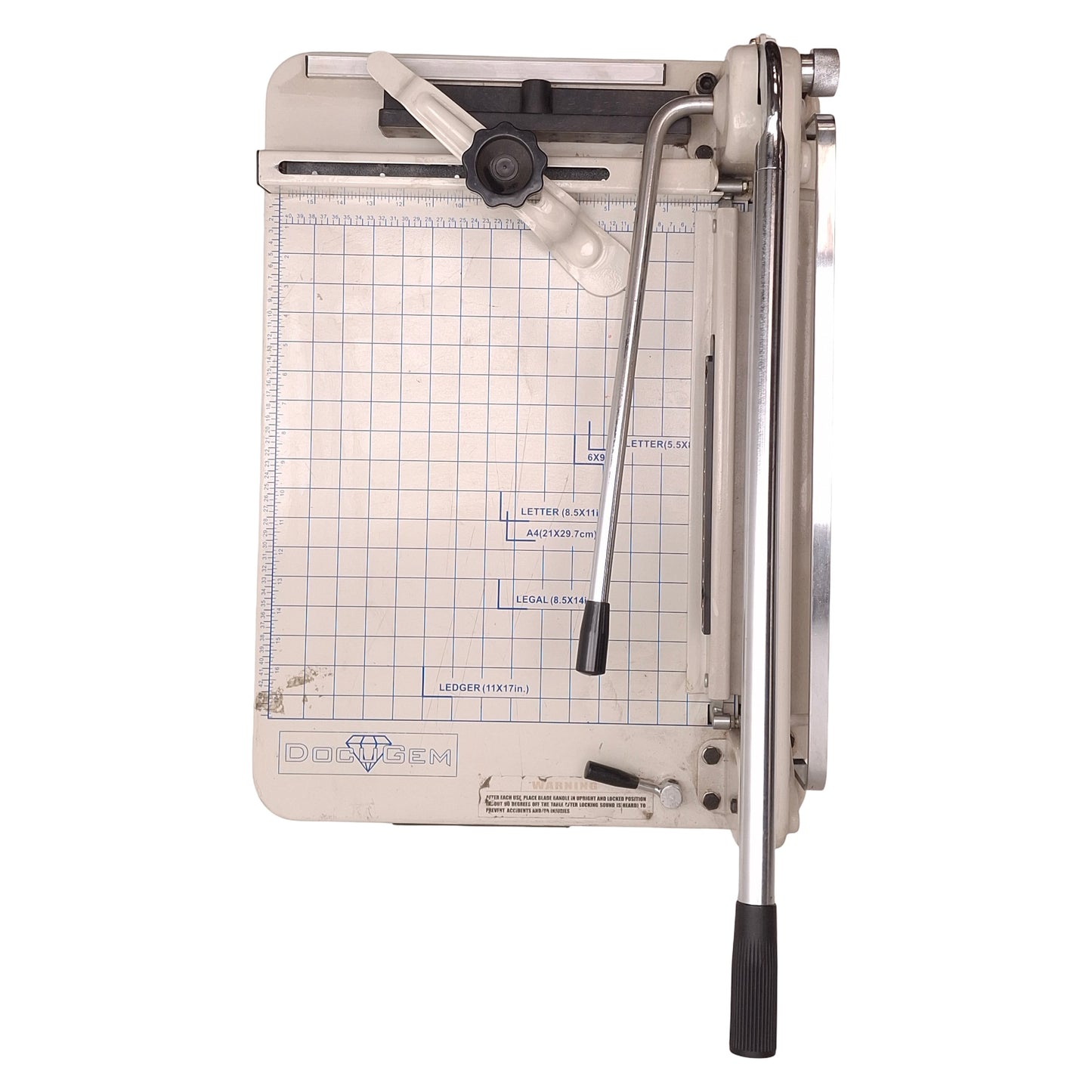Used DocuGem Model 868 Paper Cutter 17" Length, 26.75x19x3.5" Base, 17.75x16" Grid