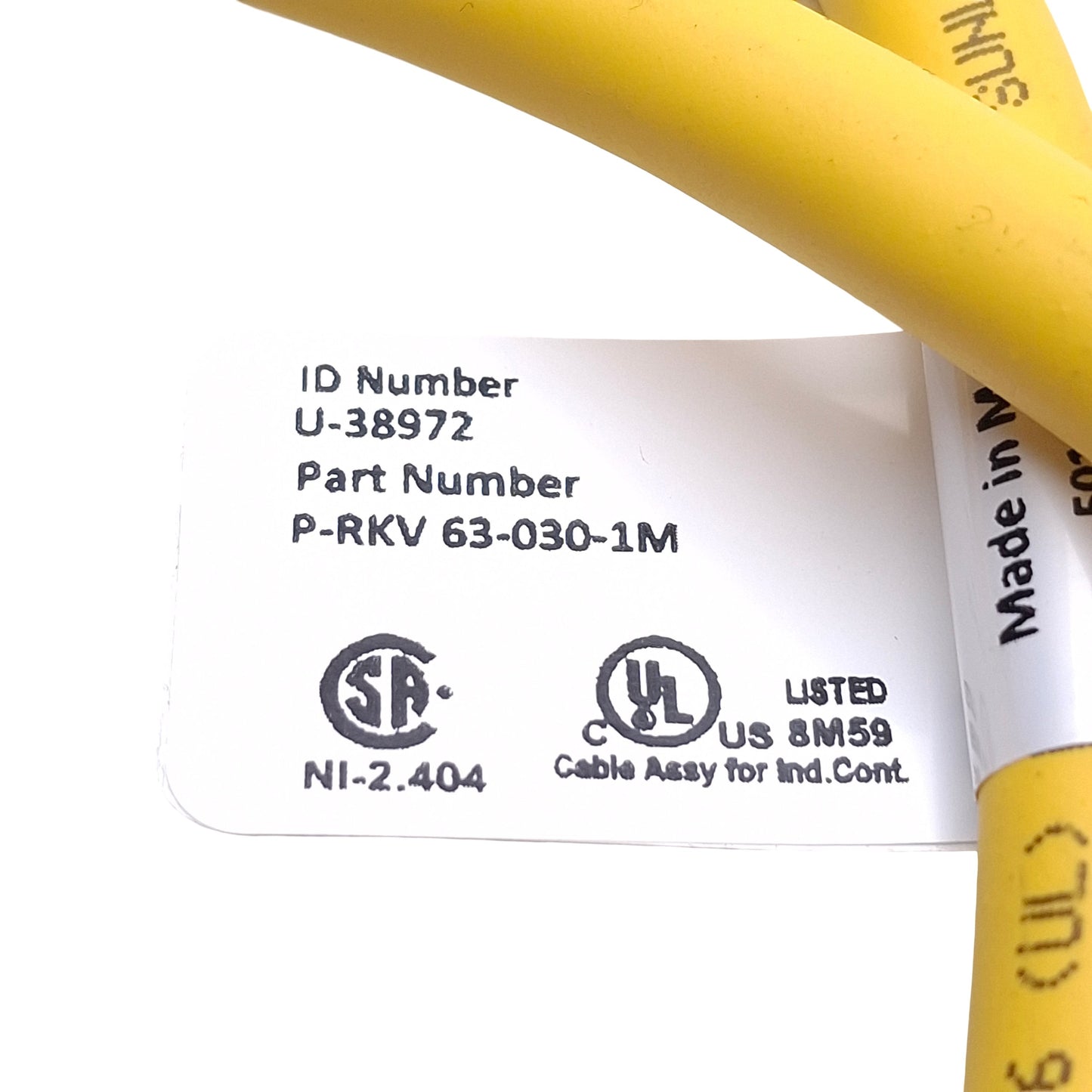 New Turck P-RKV 63-030-1M Cordset 6 Pin 7/8" -16 UN, Straight, Female 600VAC, 8A