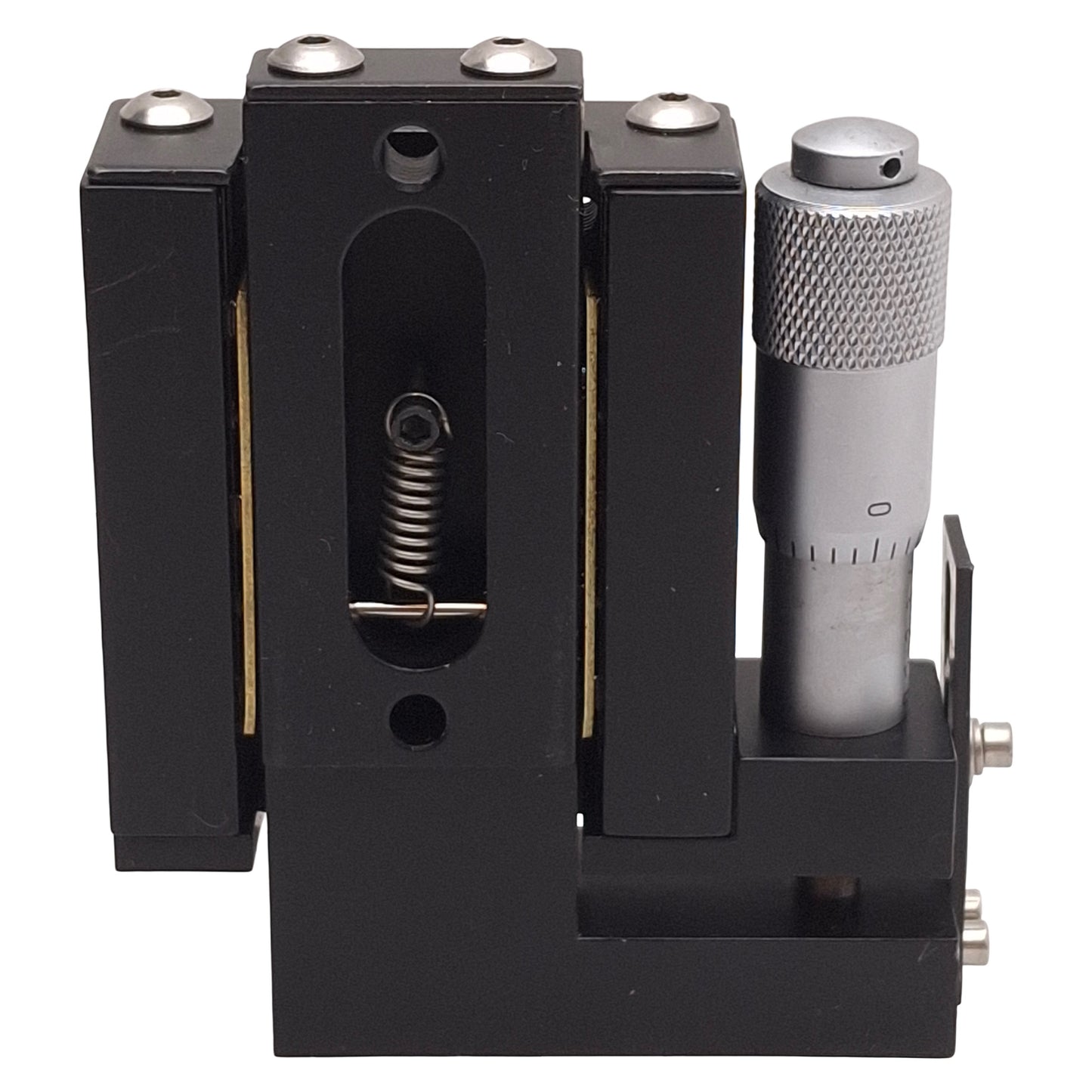 Used Deltron R401SD Side Drive Positioning Stage, 0.5in Travel, 2in x 1.75in, 40lbs