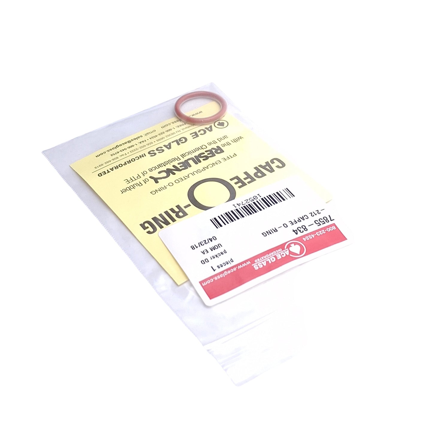 New Lot of 2 Ace Glass 7855-834 CAPFE O-Rings, Size 212, ID=21.8mm, 3.5mm Width