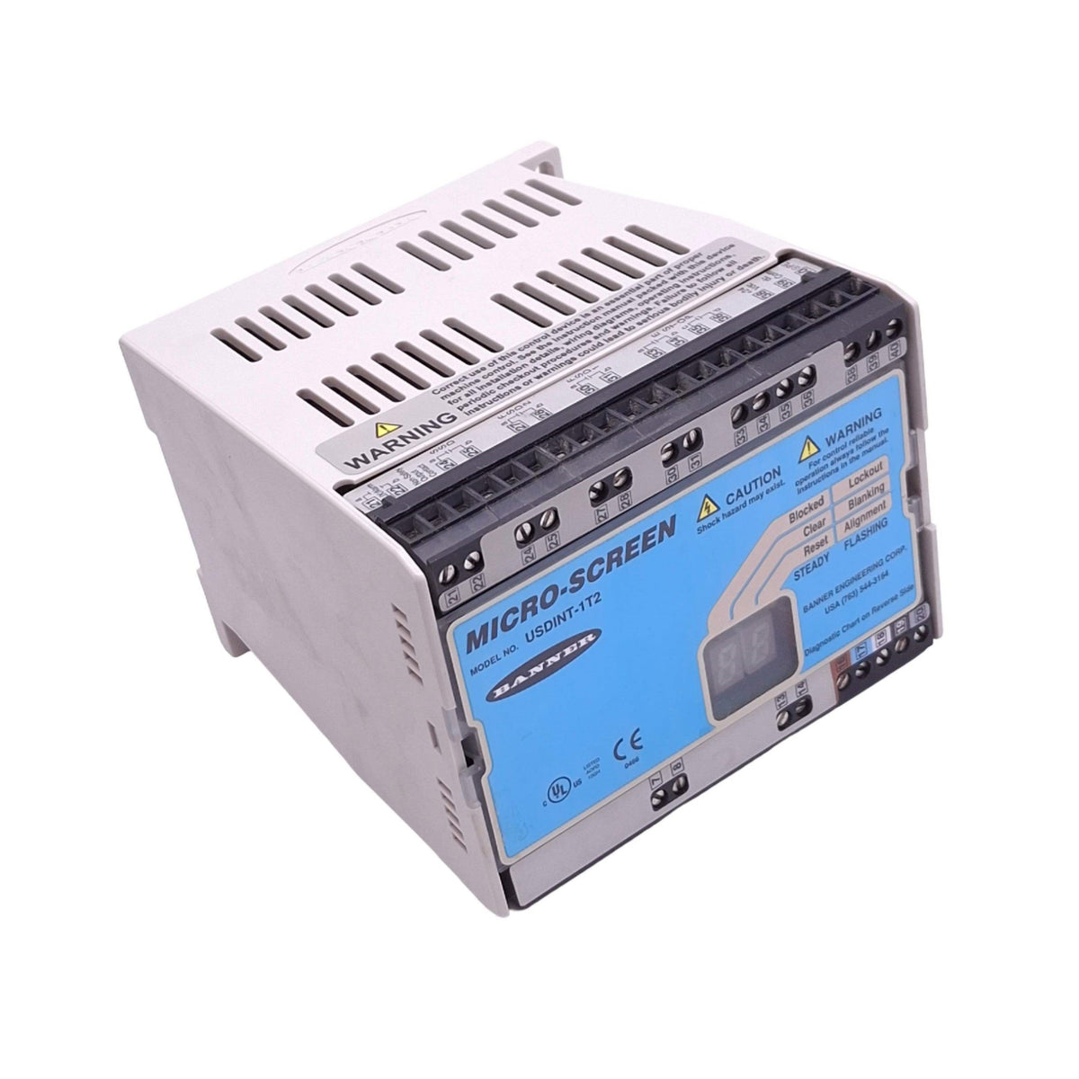 Used Banner USDINT-1T2 Micro-Screen Safety Light Curtain Controller, 2NO, 24VDC