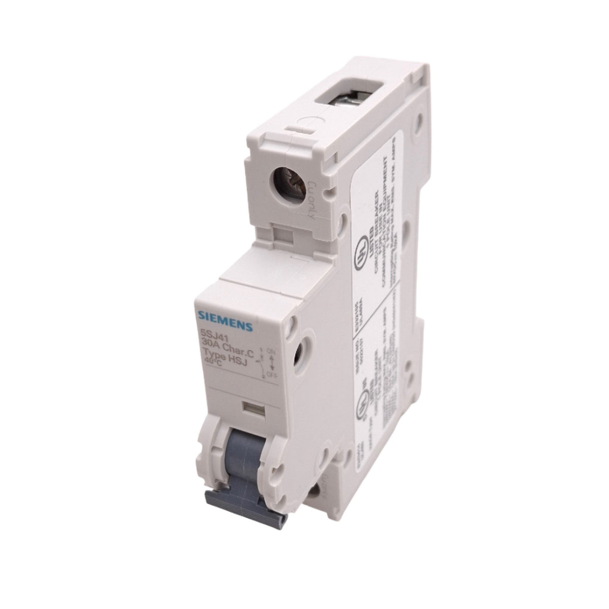 New Siemens 5SJ4130-7HG40 Circuit Breaker, 1-Pole 30A, 240VAC/60VDC Max, DIN Rail