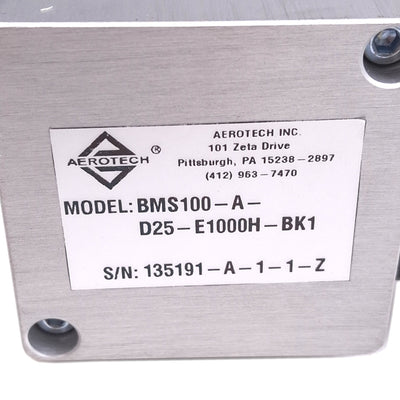 Used Aerotech BMS100-A-D25-E1000H-BK1 Brushless Servo Motor w/ Brake, 3000RPM, NEMA23
