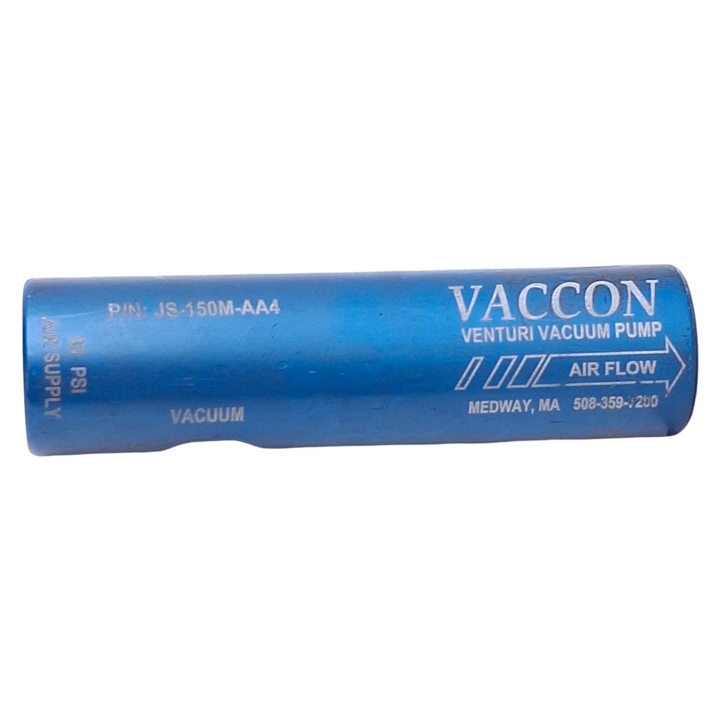 Used Vaccon JS-150M-AA4 Cylindrical Vacuum Pump 28"Hg Max, 1/8"NPT *Missing Silencer*