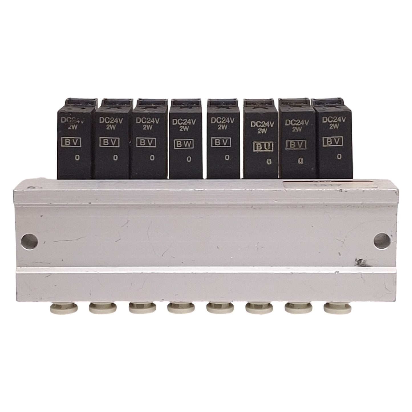 Used SMC VV4QD15-08C4 VQD1151-5MO Solenoid Manifold, 8-Station, ø4mm P2C, 24VDC Coils