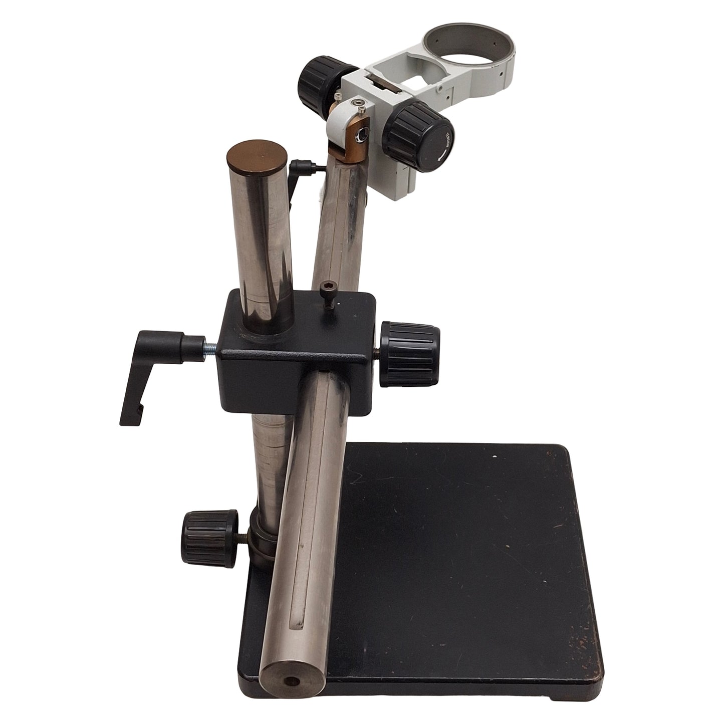 Used Stereo Microscope Stand w/ Focus Block, ø3in ID Ring, 21.5in Arm, 15in Column