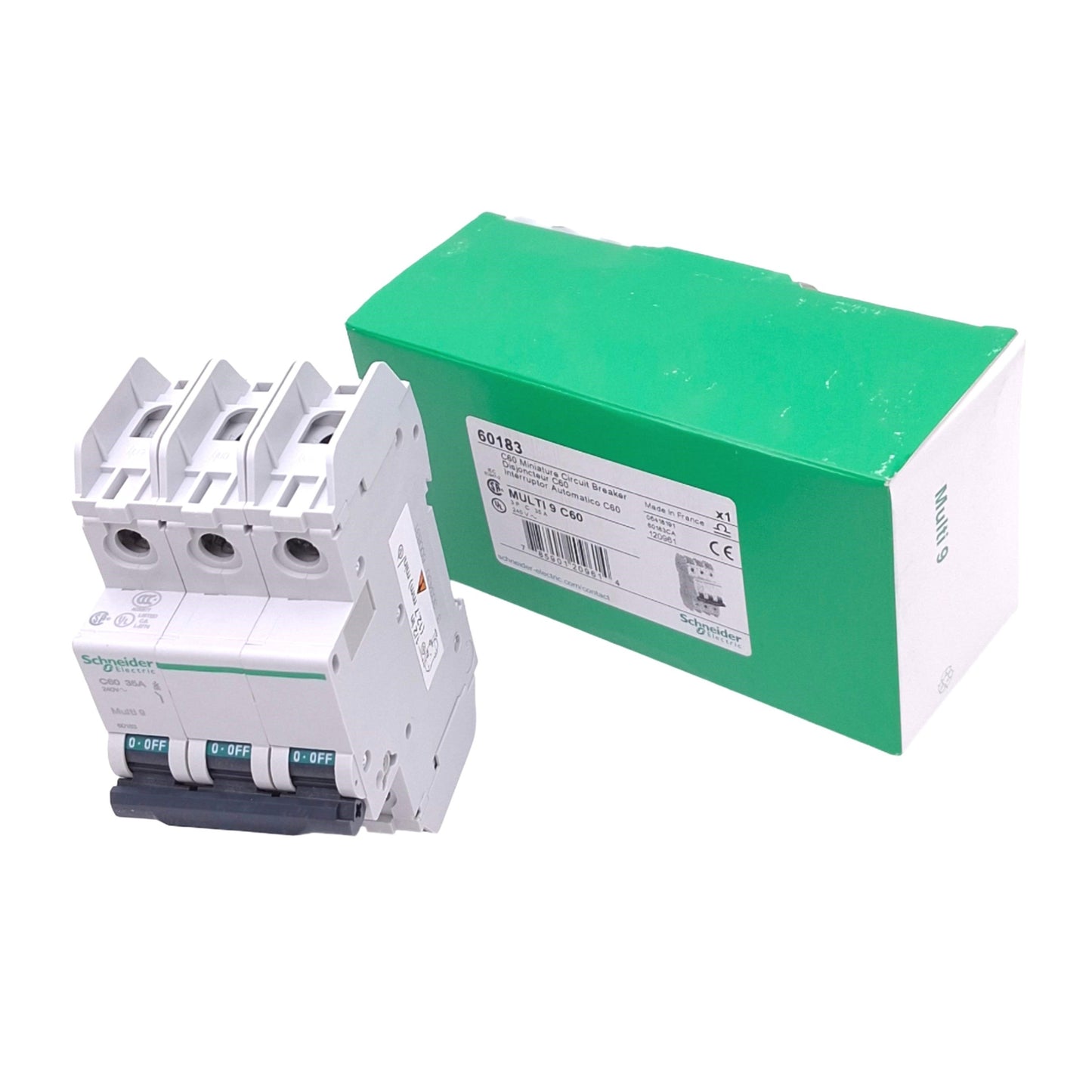 New Schneider Electric 60183 Multi9 C60 Circuit Breaker, 3-Pole 35A, 240VAC