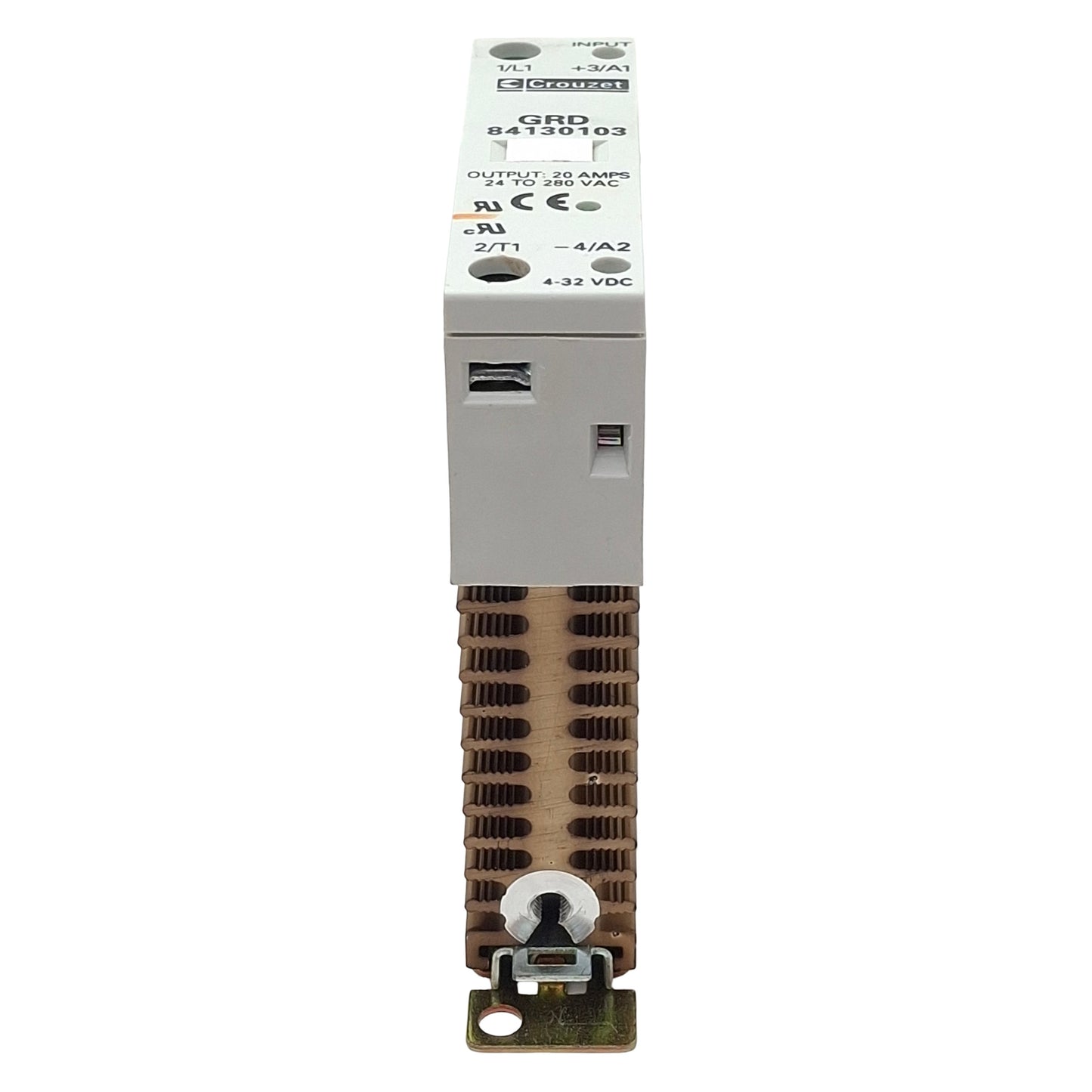 Used Crouzet GRD 84130103 Solid-State Relay, 4-32VDC In, 25A 24-280VAC Out, DIN Rail