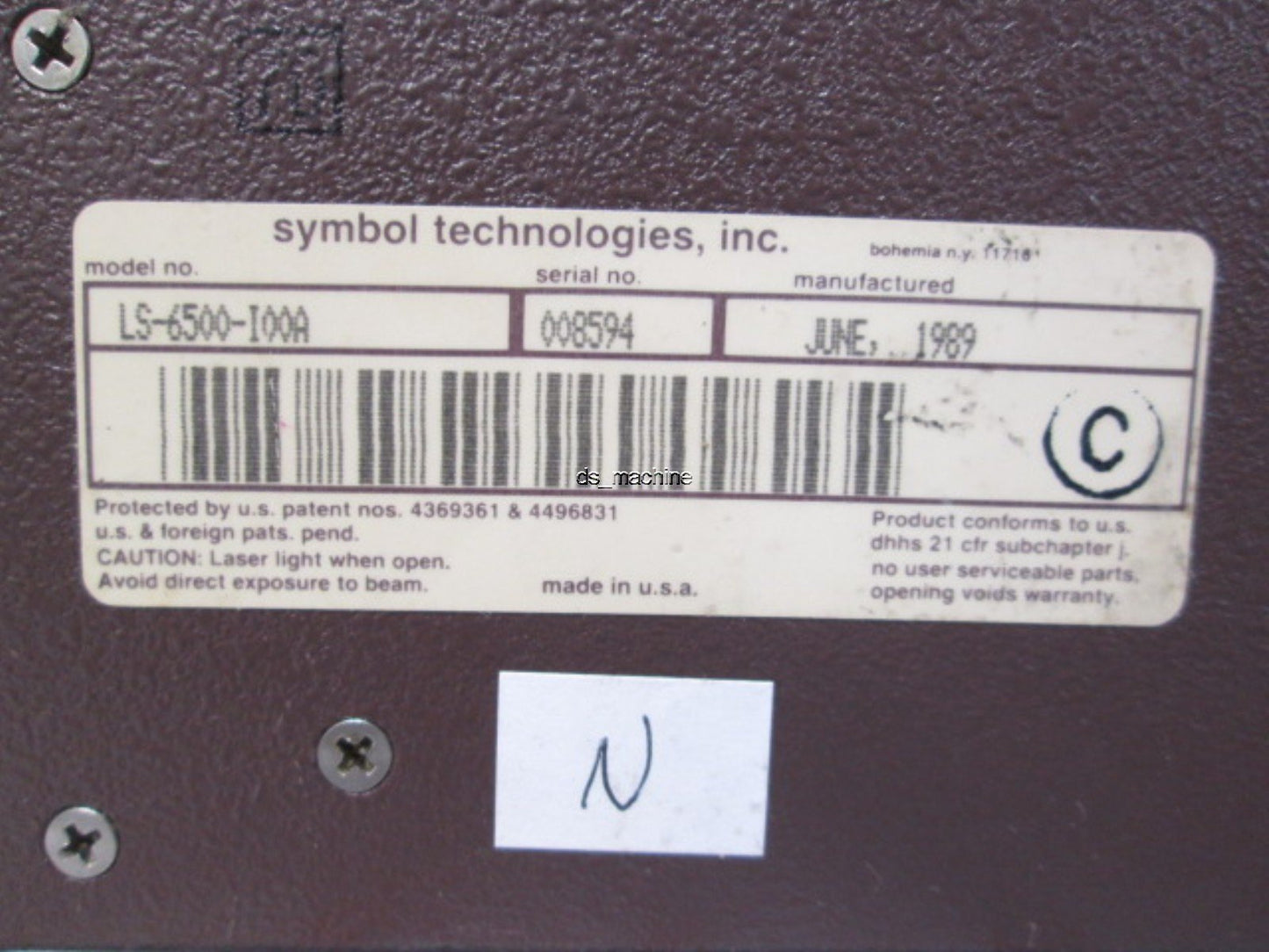 For parts or not working Symbol LS-6500-I00A Laserscan Barcode Reader Circa 1988 *For Parts*