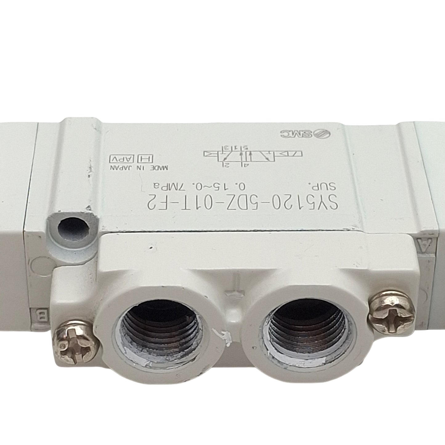 Used SMC SY5120-5DZ-01T-F2 Solenoid Valve, 5/2-Way, 1/8" NPT, 0.15-0.7MPa, 24VDC Coil