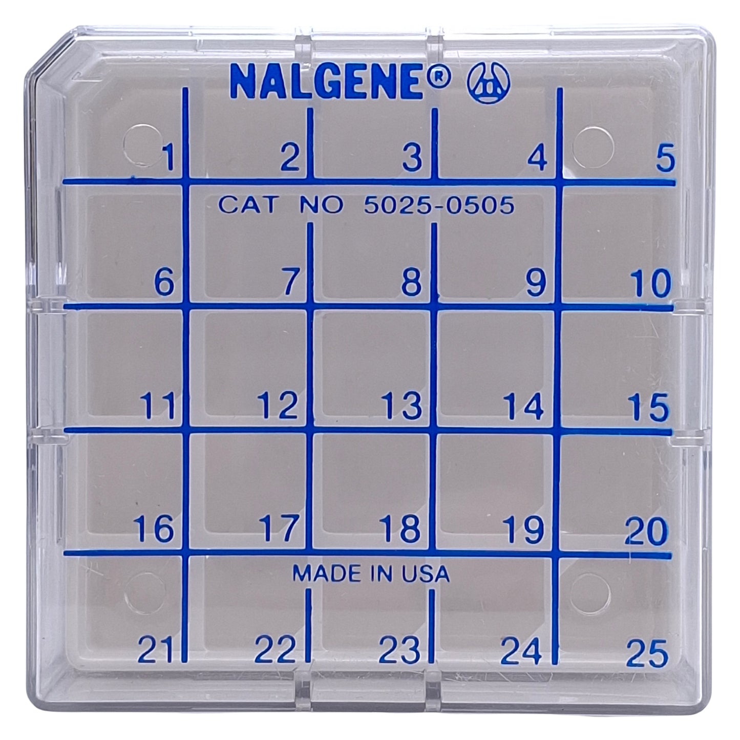 Used Lot of 4 Nalgene 5025-0505 Polycarbonate Cryo Boxes, Hold 25 Vials(1.2 and 2mL)