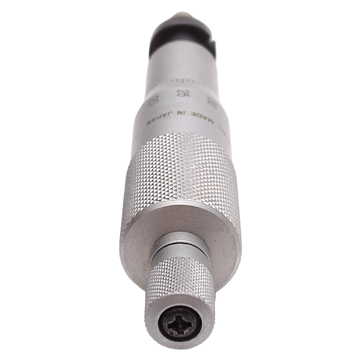 Used Mitutoyo 150-802 Ratchet Micrometer Head w/ Clamp Nut, 0-25mm Range, 0.01mm Grad
