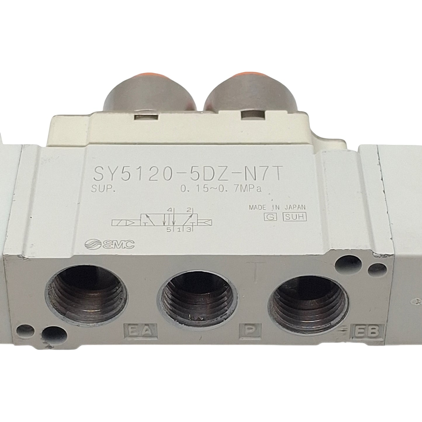 Used SMC SY5120-5DZ-N7T Solenoid Valve, 5/2-Way, 1/4in Tube/NPT, 0.7MPa, 24VDC Coil