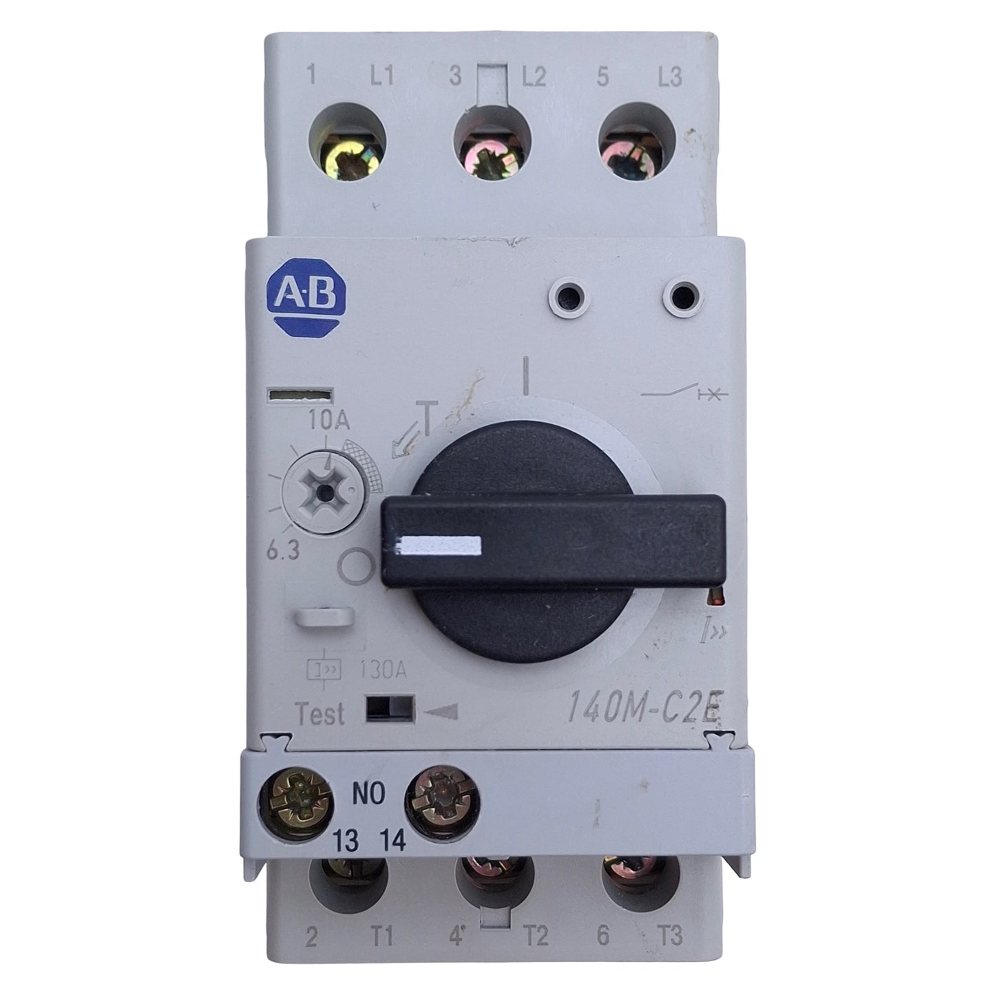 Used Allen Bradley 140M-C2E-C10 Motor Protector Circuit Breaker 3-Pole 6.3-10A W/ Aux