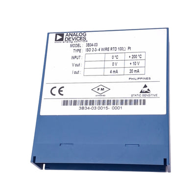 New Analog Devices 3B34-03 Isolated RTD Input Module, 0-200°C, 0-10V 4-20mA, 3-Wire