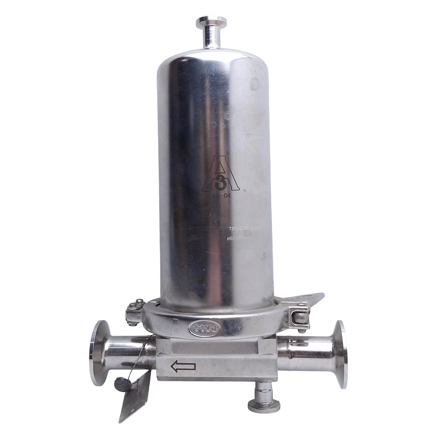 Used PALL ALT105G23DDH4 Sanitary Filter Housing, 5in, Vent/Drain D *Missing Vent Cap*